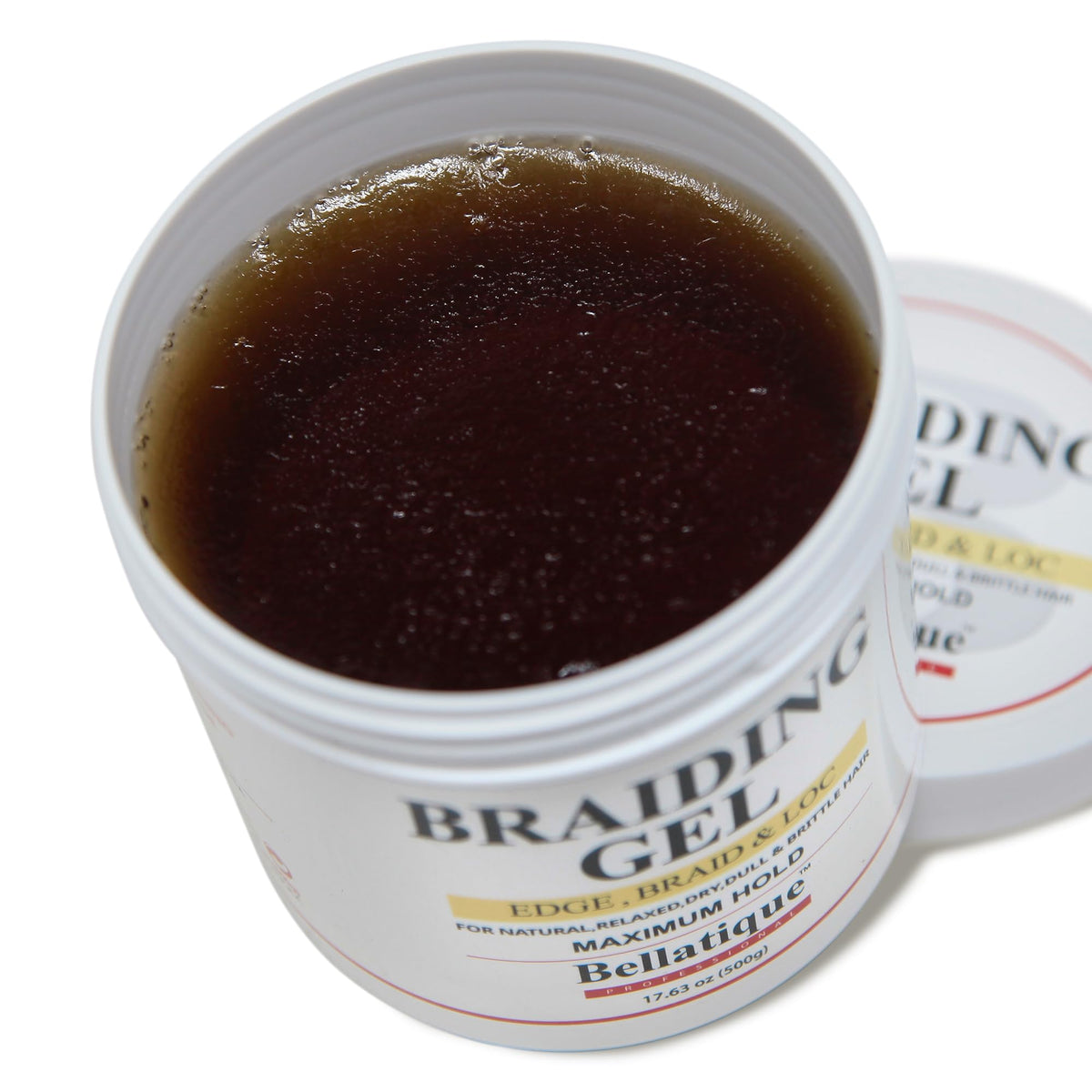 Bellatique Braiding Gel texture close-up reveals lightweight formula