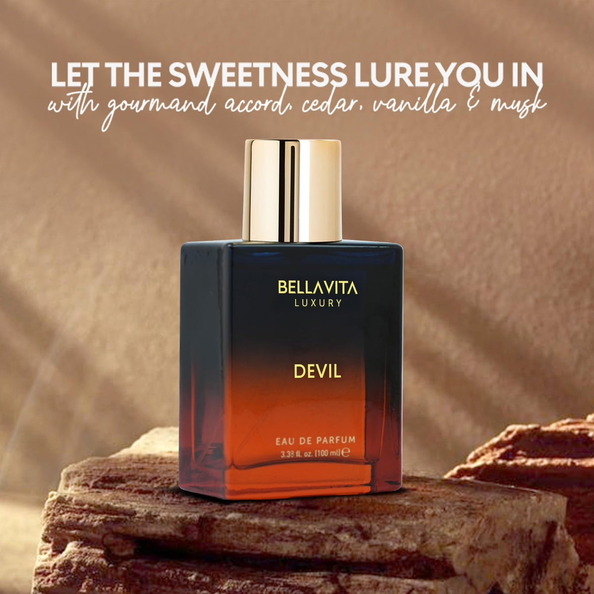 Bellavita Devil engraved-cap bottle adds a touch of refined luxury.