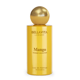 Bellavita Mango EDP store display invites a summer scent choice.