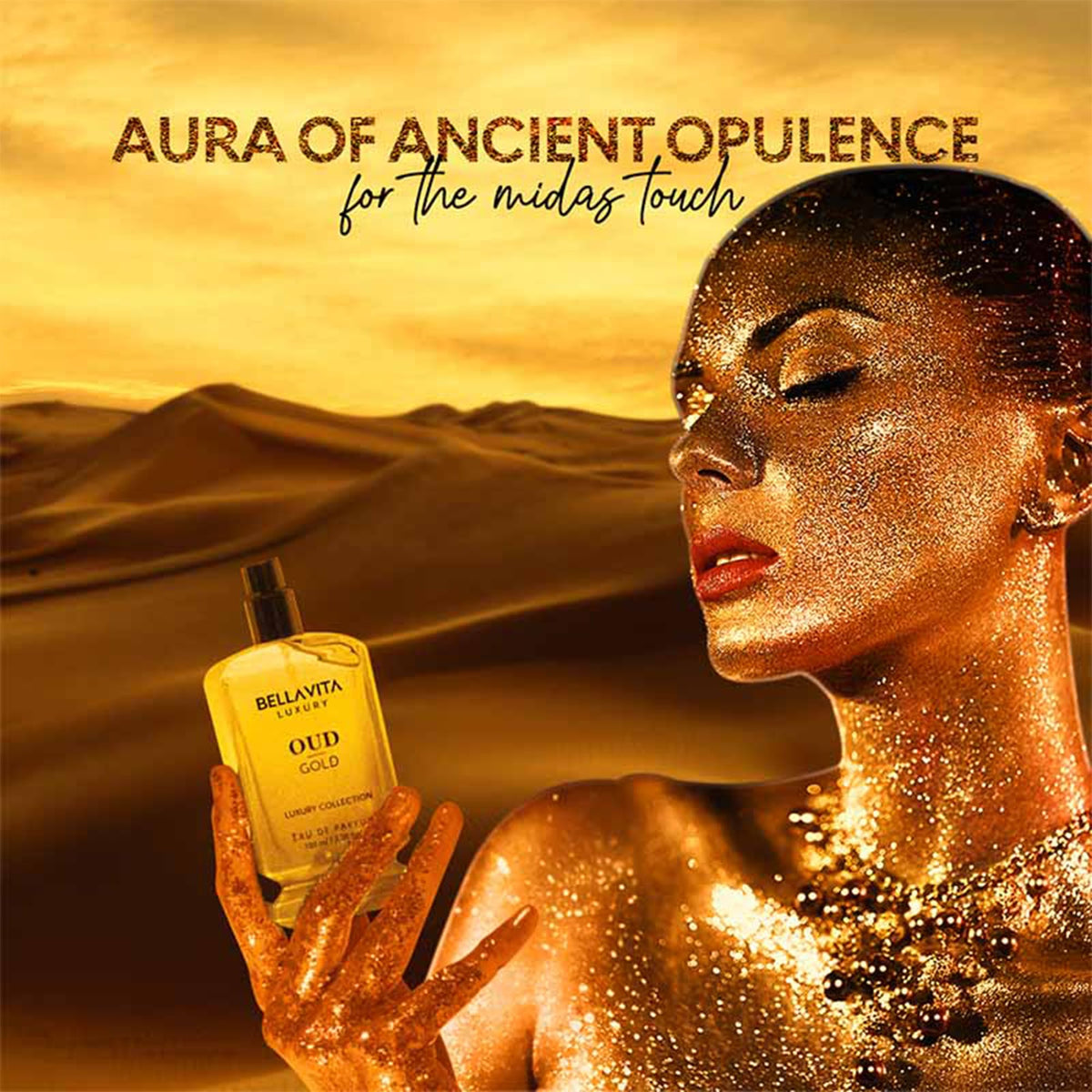 Bella Vita Luxury OUD Gold close-up of golden cap and detailing