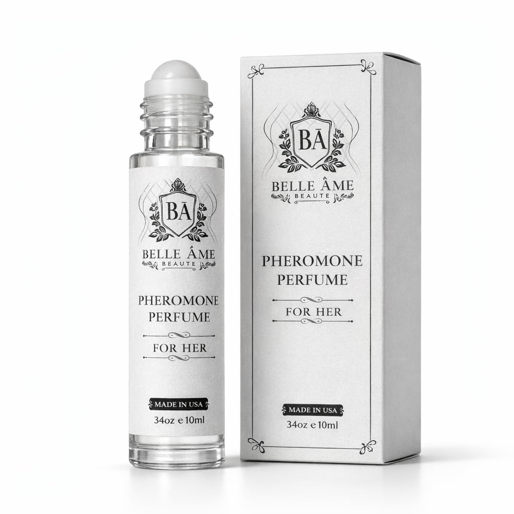 BELLE AME pheromones roll-on bottle close-up for quick daily use