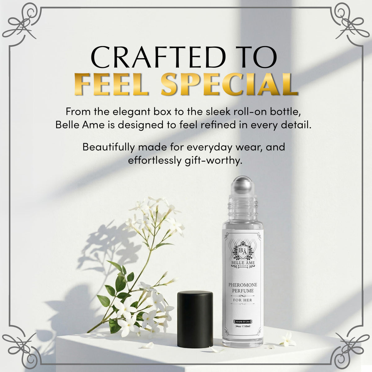 BELLE AME pheromones diffusion on skin provides long-lasting presence
