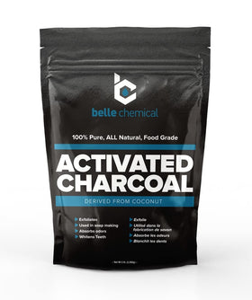 Belle Chemical coconut activated charcoal powder in a resealable 5lb bag for versatile uses