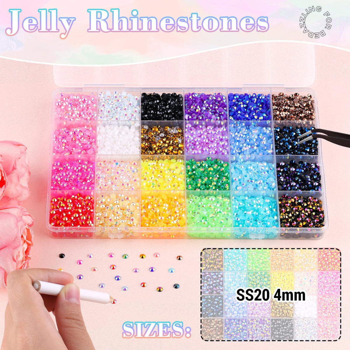 BELLEBOOST box of 12,600 resin rhinestones 4mm for large projects