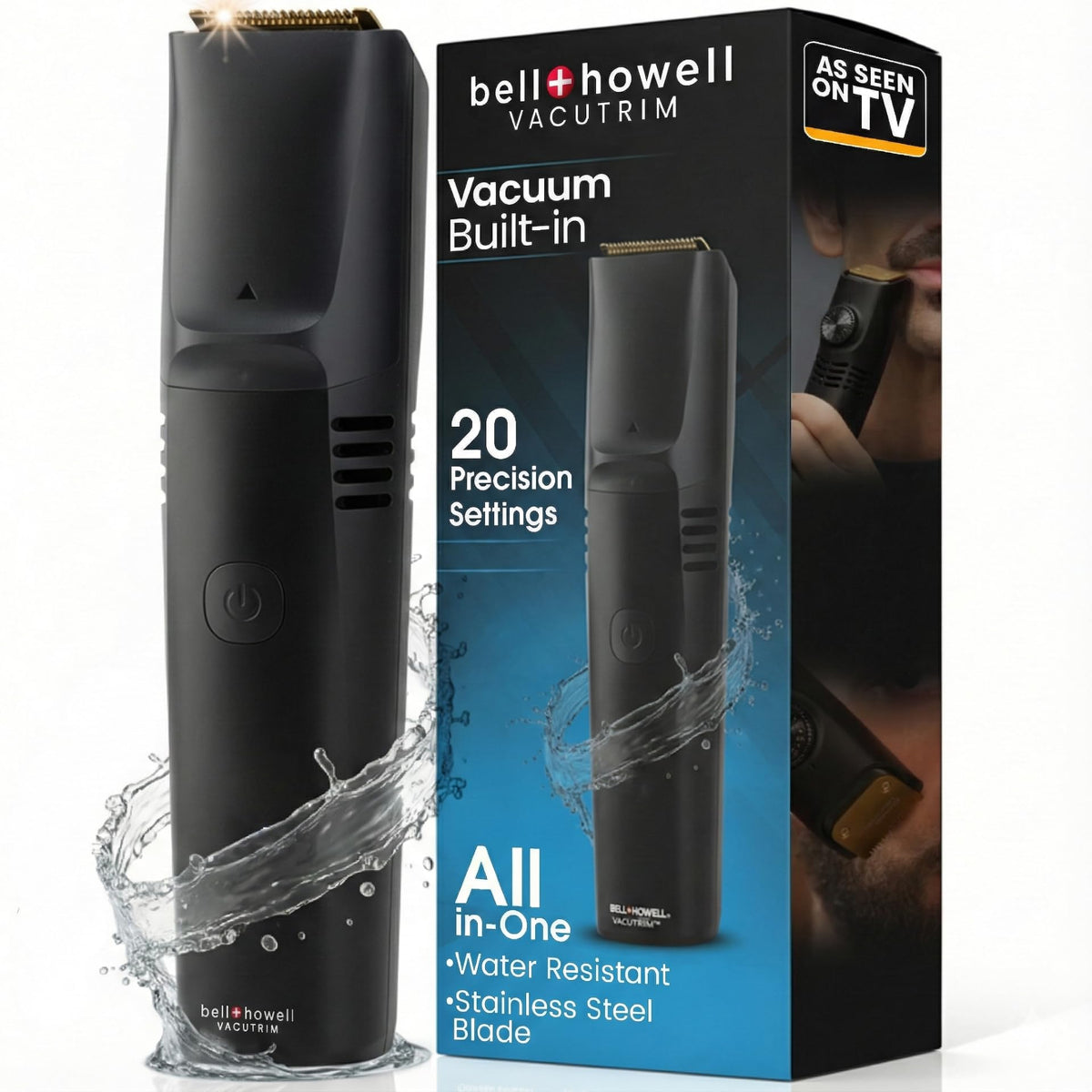 Bell+Howell Vacutrim front view for precise grooming and easy handling