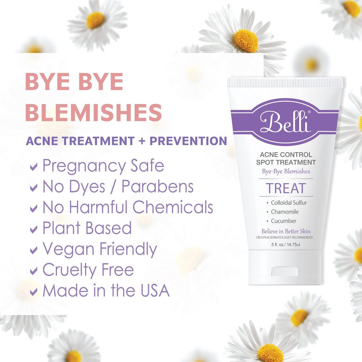 Belli Acne Control Spot Treatment label close-up highlighting vegan allergy-tested formula