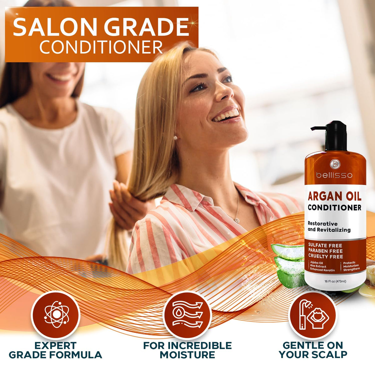 Bellisso Argan Oil Conditioner supports color-treated hair by preserving vibrancy and shine.