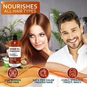 Bellisso Argan Oil Conditioner after washing enhances softness and smoothness without weighing down.