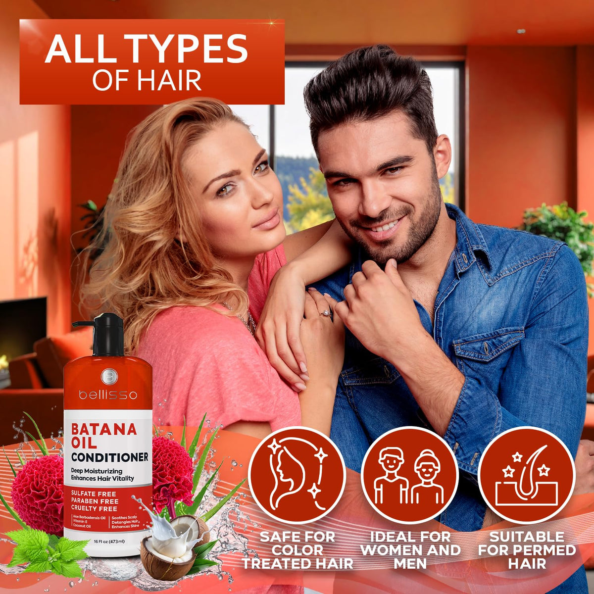 Bellisso Batana Oil Conditioner color-safe formula for treated hair