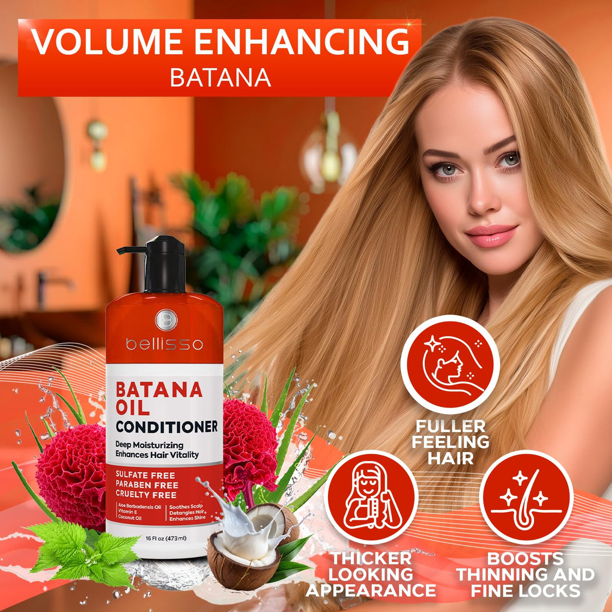 Bellisso Batana Oil Conditioner hands applying for gentle nourishment and frizz control