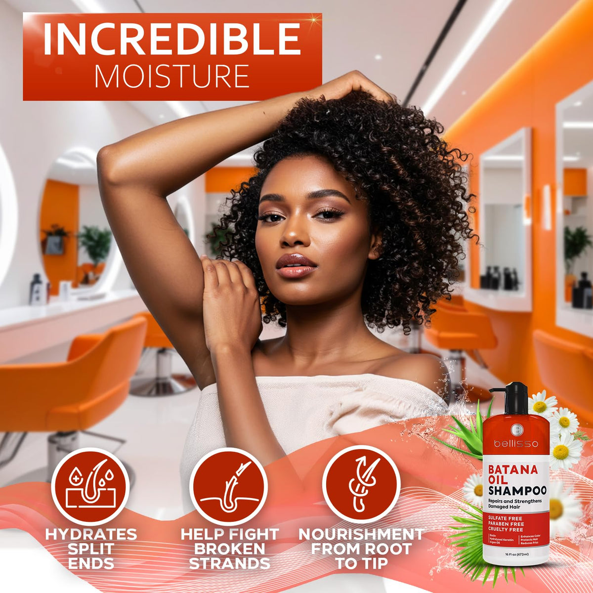 Bellisso Batana Oil Shampoo after-use hair appears smoother and more manageable
