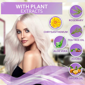 Bellisso purple conditioner being applied to hair neutralizes brassiness and adds shine.