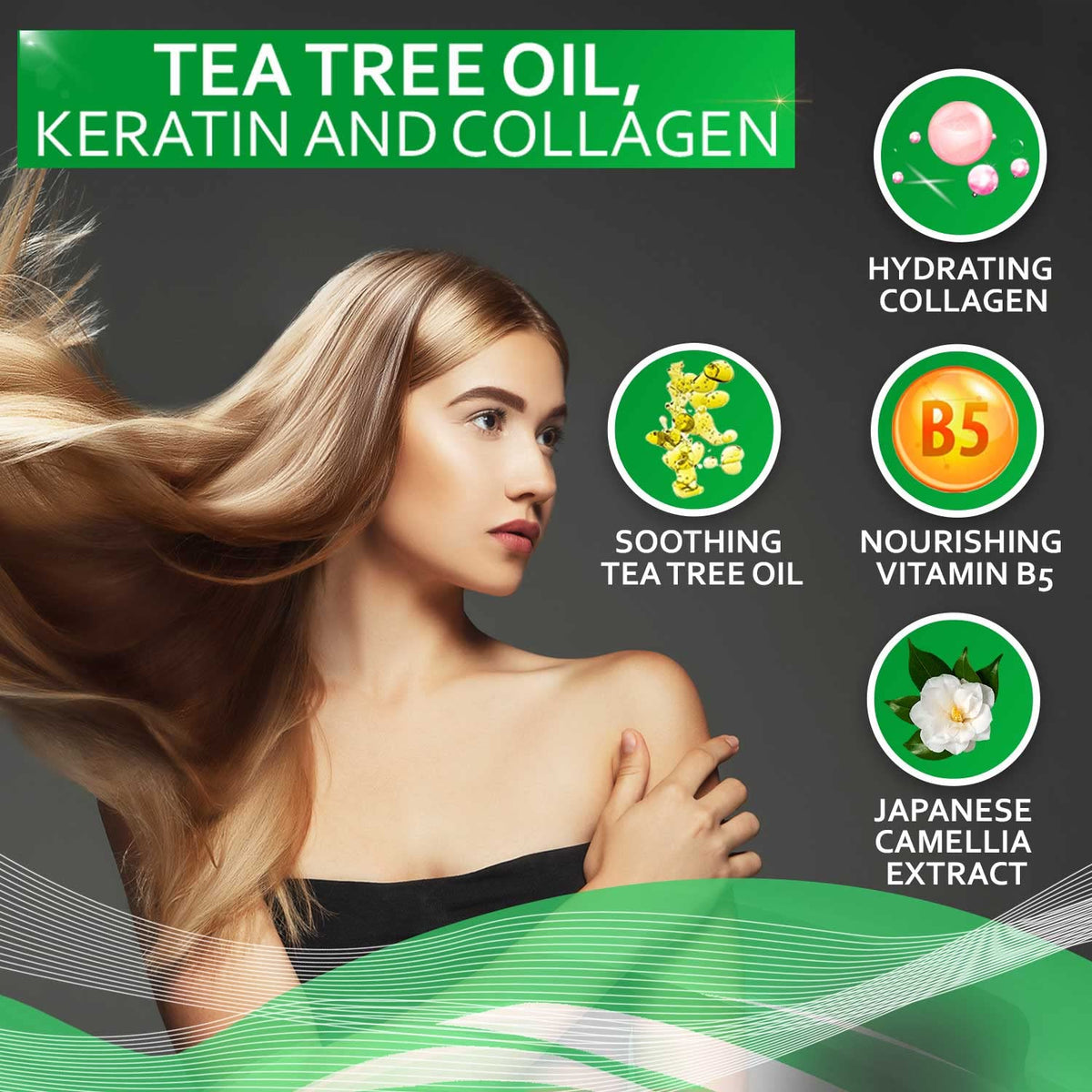 Bellisso Tea Tree Oil Conditioner pump in use for easy application.
