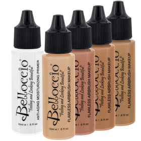 Belloccio half-ounce foundation set with four medium shades for flexible color matching.