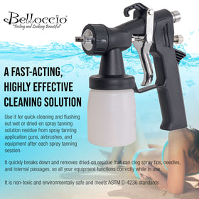Belloccio spray gun cleaner in use, flushing dried-on tan residue.
