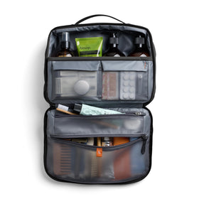 Bellroy Hanging Toiletry Kit Plus zipped toothbrush pocket protects brushes while traveling.