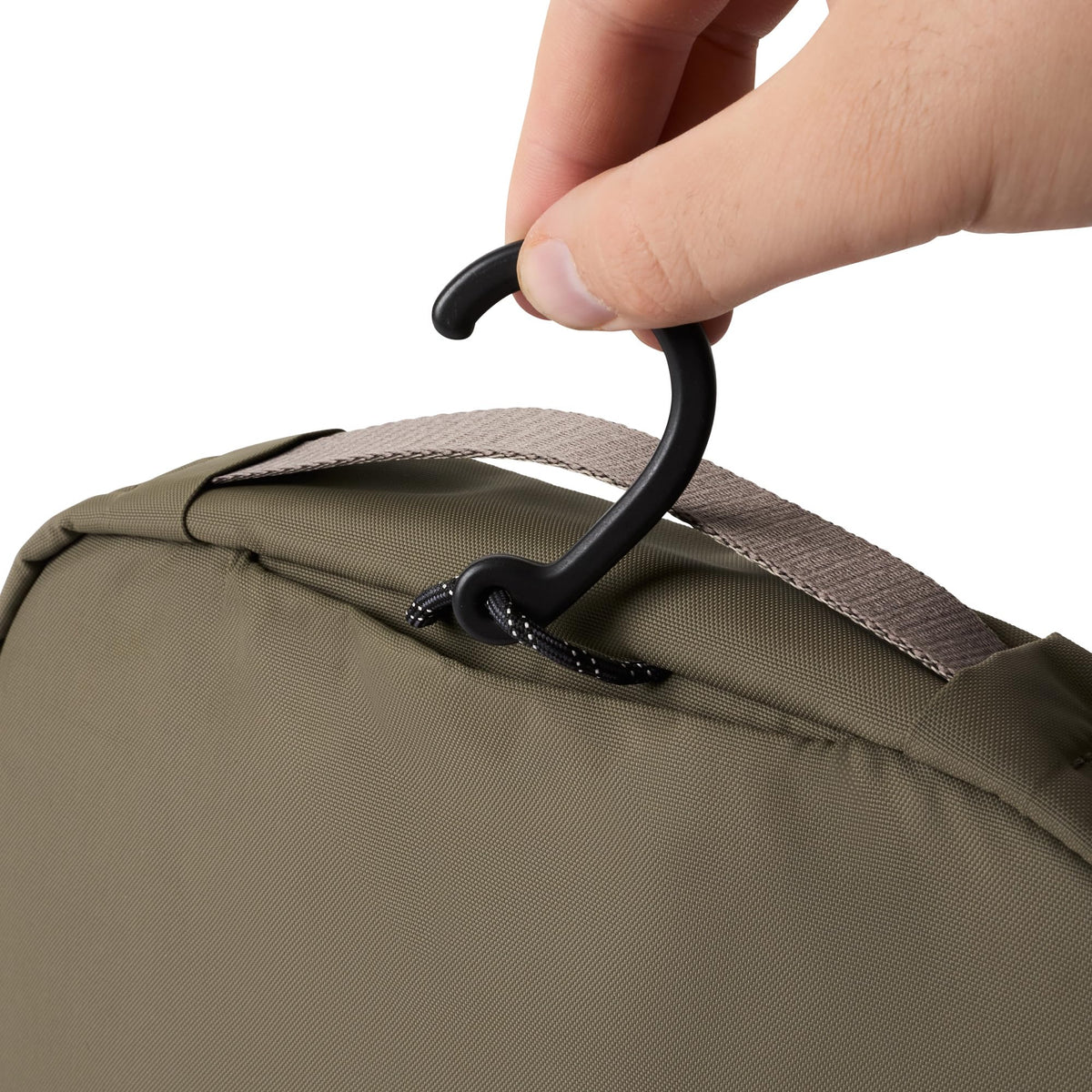 Bellroy Hanging Toiletry Kit transparent pocket lets you see contents at a glance.