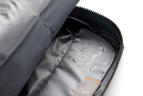 Bellroy Toiletry Kit forest colorway uses recycled plastic bottles.