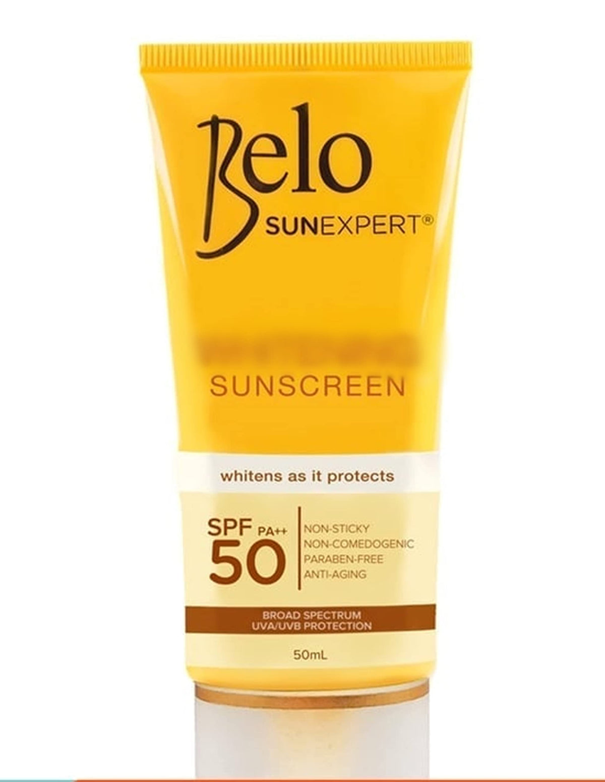Belo Essentials Sunexpert SPF 50 bottle for everyday sun protection and a lightweight feel