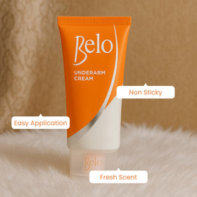 Belo Essentials underarm cream close-up texture displaying lightweight, non-greasy feel.