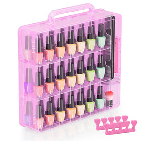 Beloving nail polish organizer front view highlights easy access and 48-bottle capacity.