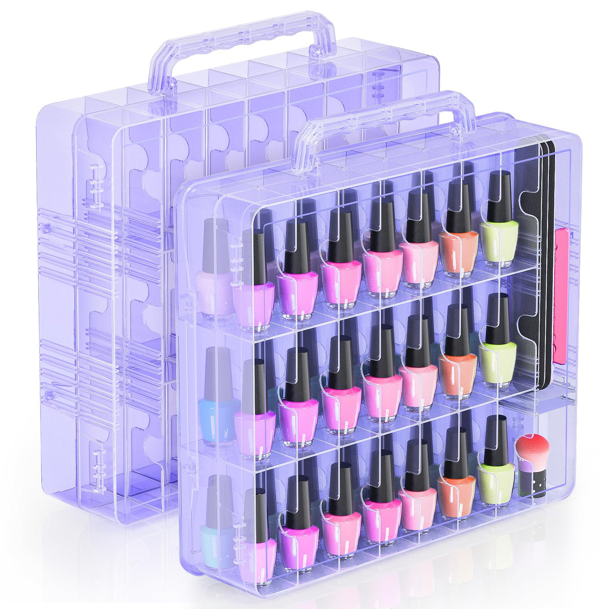 Beloving transparent nail polish organizer displaying 48 bottles for quick color selection.