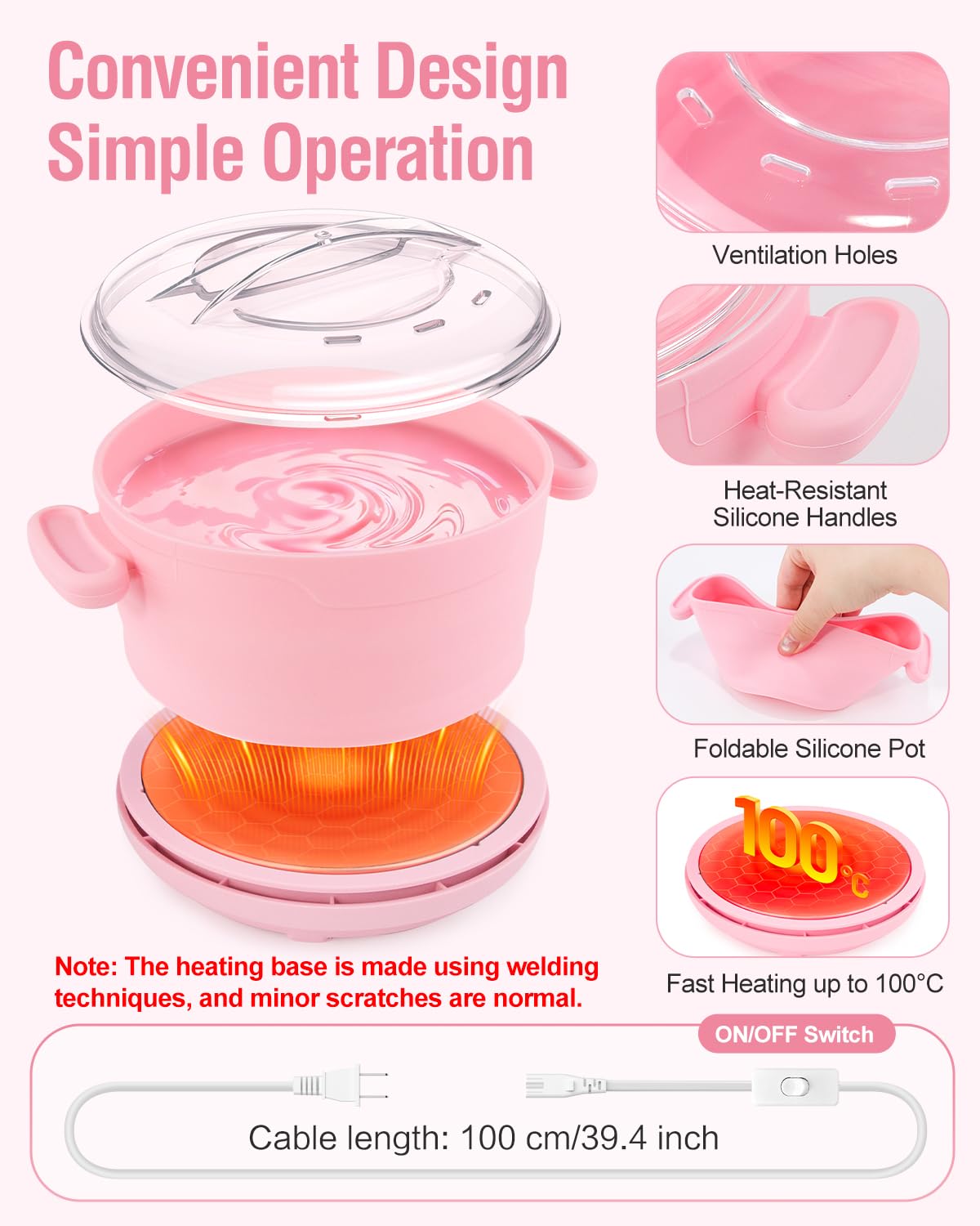 Beloving wax warmer non-stick surface enables easy cleanup after waxing