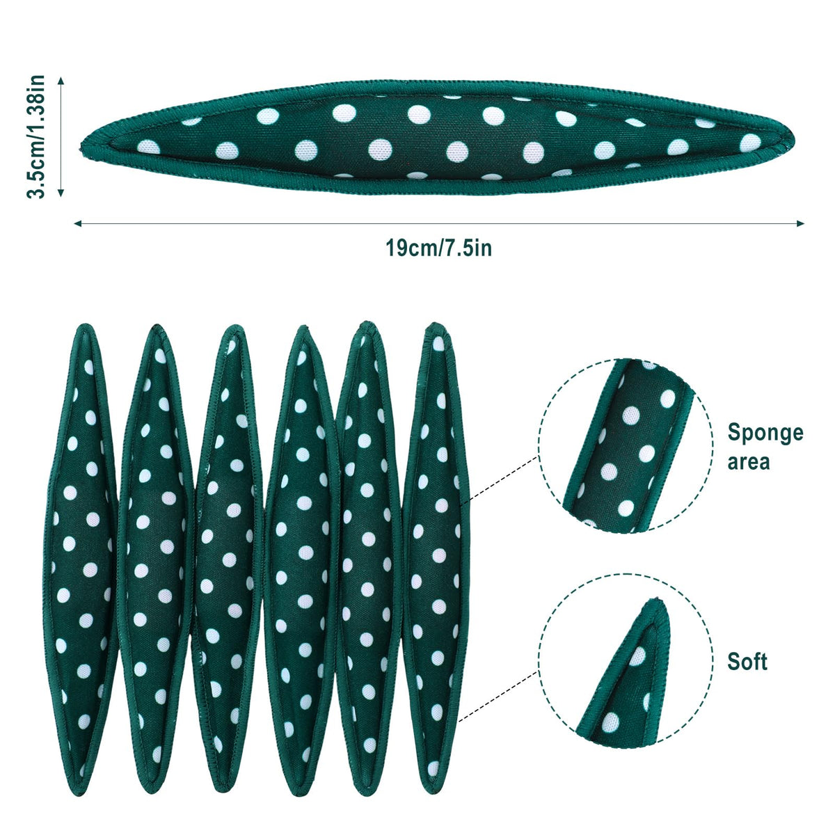 Bememo dark-green satin foam curlers for comfortable sleeping and smooth waves.