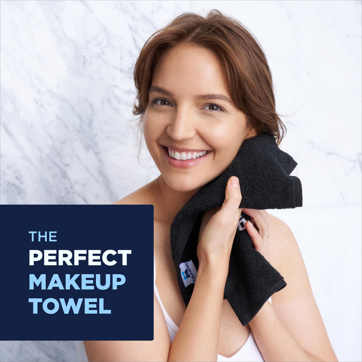 Ben Kaufman makeup remover washcloth 6-pack side view, durable cotton for long-lasting use.