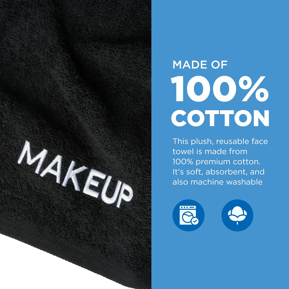 Ben Kaufman makeup remover washcloth closeup cotton texture, plush fibers for effective makeup removal.