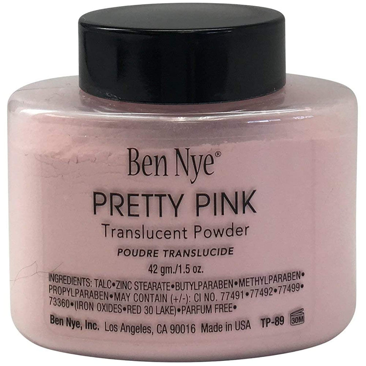 Ben Nye Pink Face Powder compact close-up for a porcelain-like finish