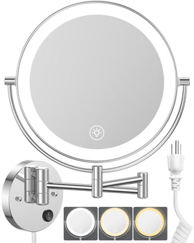 Benbilry 9-inch wall-mounted mirror with extendable arm for easy positioning.