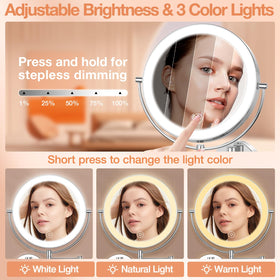 Three color lighting modes for day-to-night makeup.