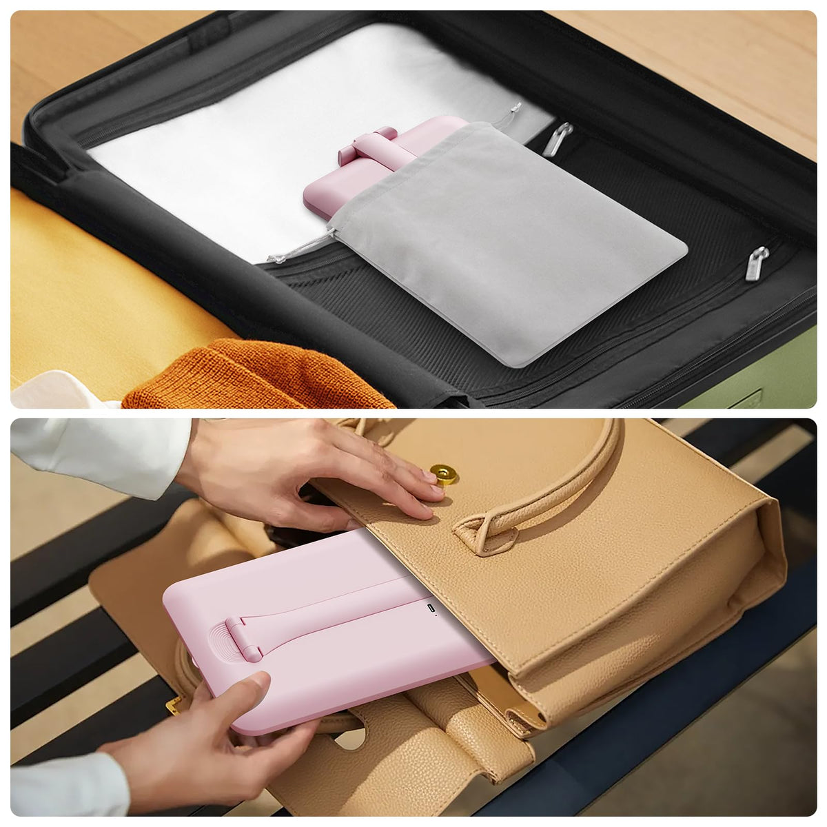 Benbilry pink travel mirror ready for on-the-go touch-ups.