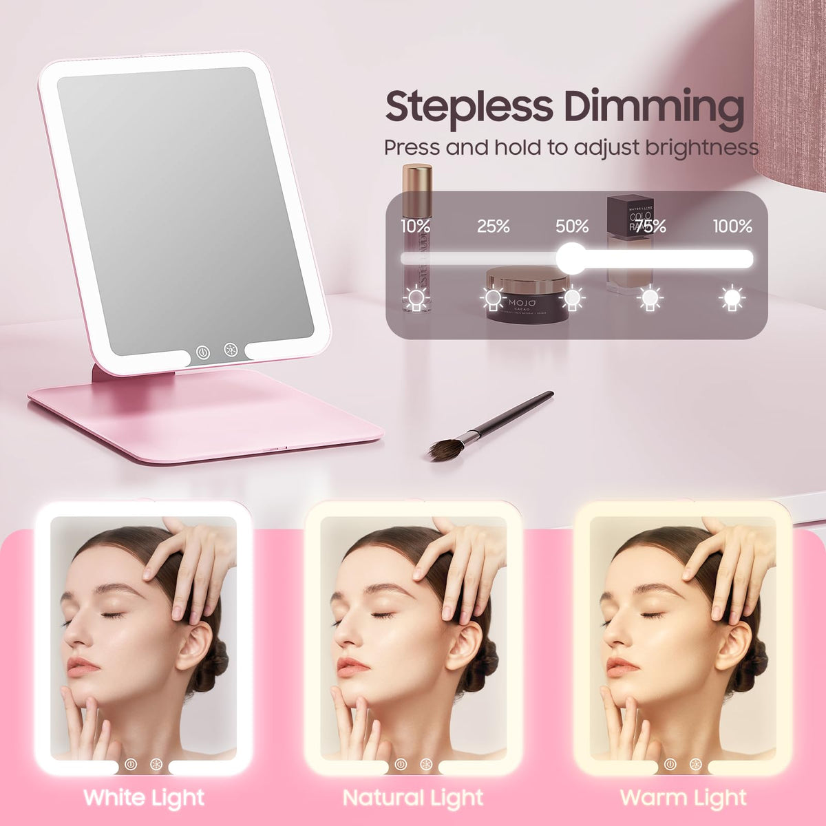 Benbilry rechargeable mirror with 1800mAh battery for cordless use.