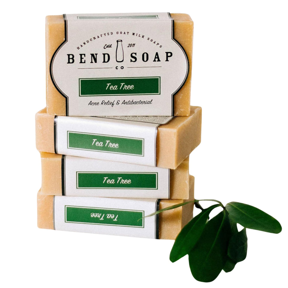 Bend Soap Company Tea Tree Goat Milk Soap bar front view for healthy skin.
