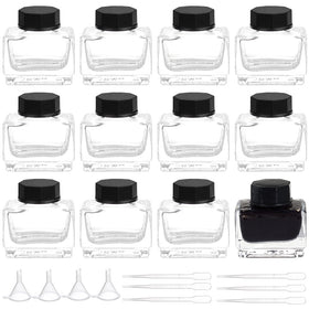 BENECREAT glass ink jars with caps for clean, spill-free storage