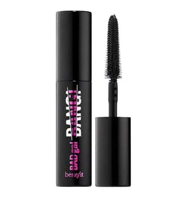 Benefit Bad Gal Bang Mini mascara tube highlighting portable, dramatic volume for on-the-go use.