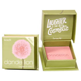 Benefit Dandelion blush mini compact with a soft brush swatch for a natural glow.