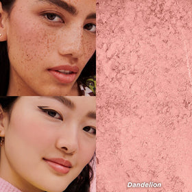 Benefit Dandelion blush mini close-up highlighting buildable pink tint.