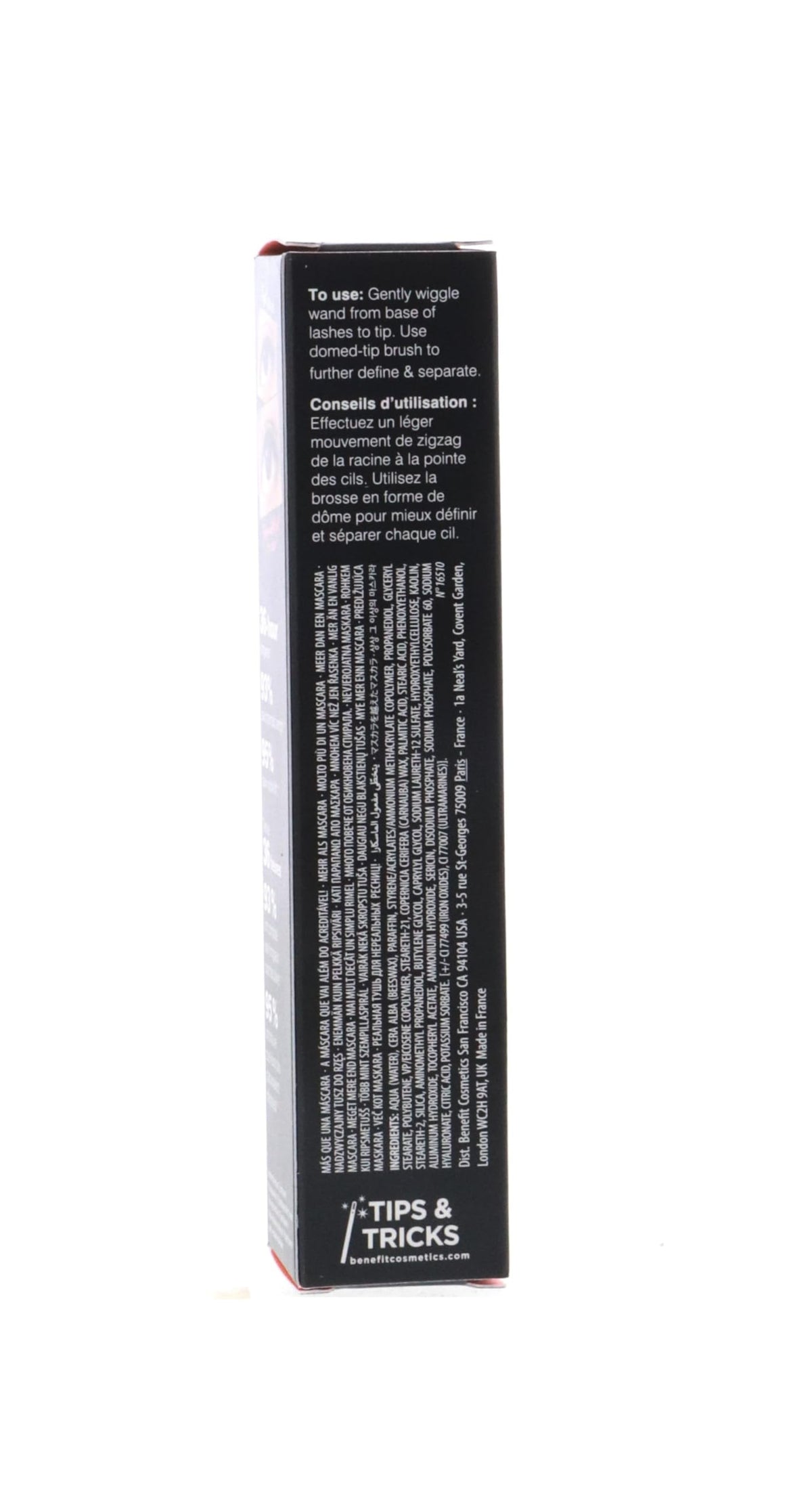 Benefit They're Real closeup applicator highlights precise application and flawless separation