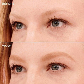 Close-up of Benefit Gimme Brow+ showing fiber-powder formula for enhanced brow fullness.