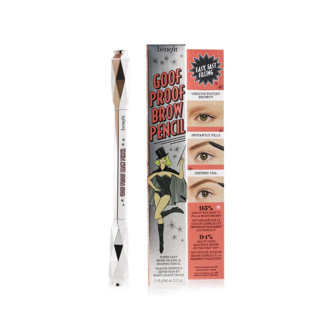 Benefit Goof Proof Brow Pencil spoolie blends for natural finish.