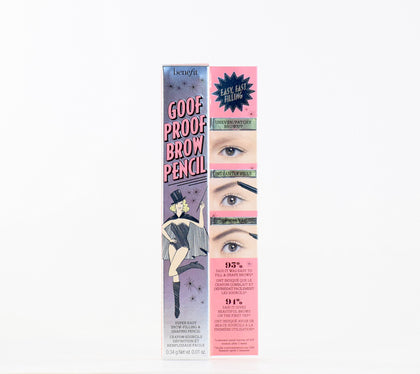 Benefit Goof Proof Brow Pencil tip close-up showing precise brow shaping for natural definition.