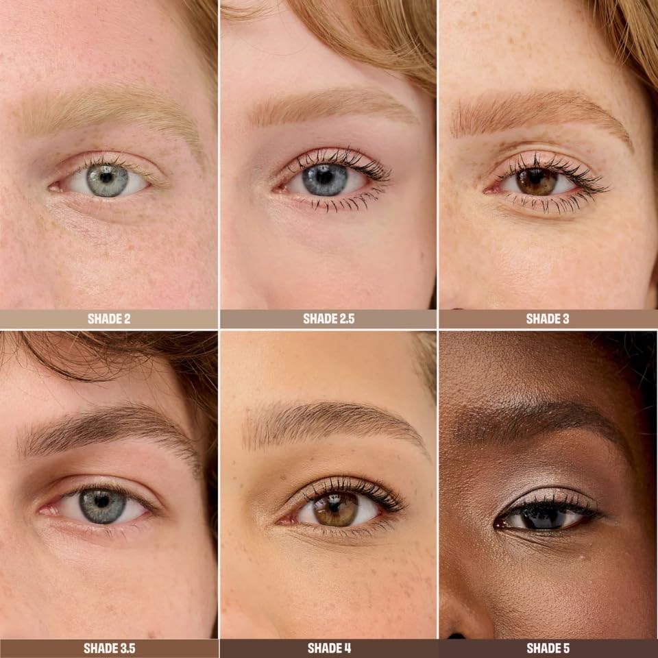 Benefit Precisely My Brow Detailer in use on brow for crisp, controlled definition.