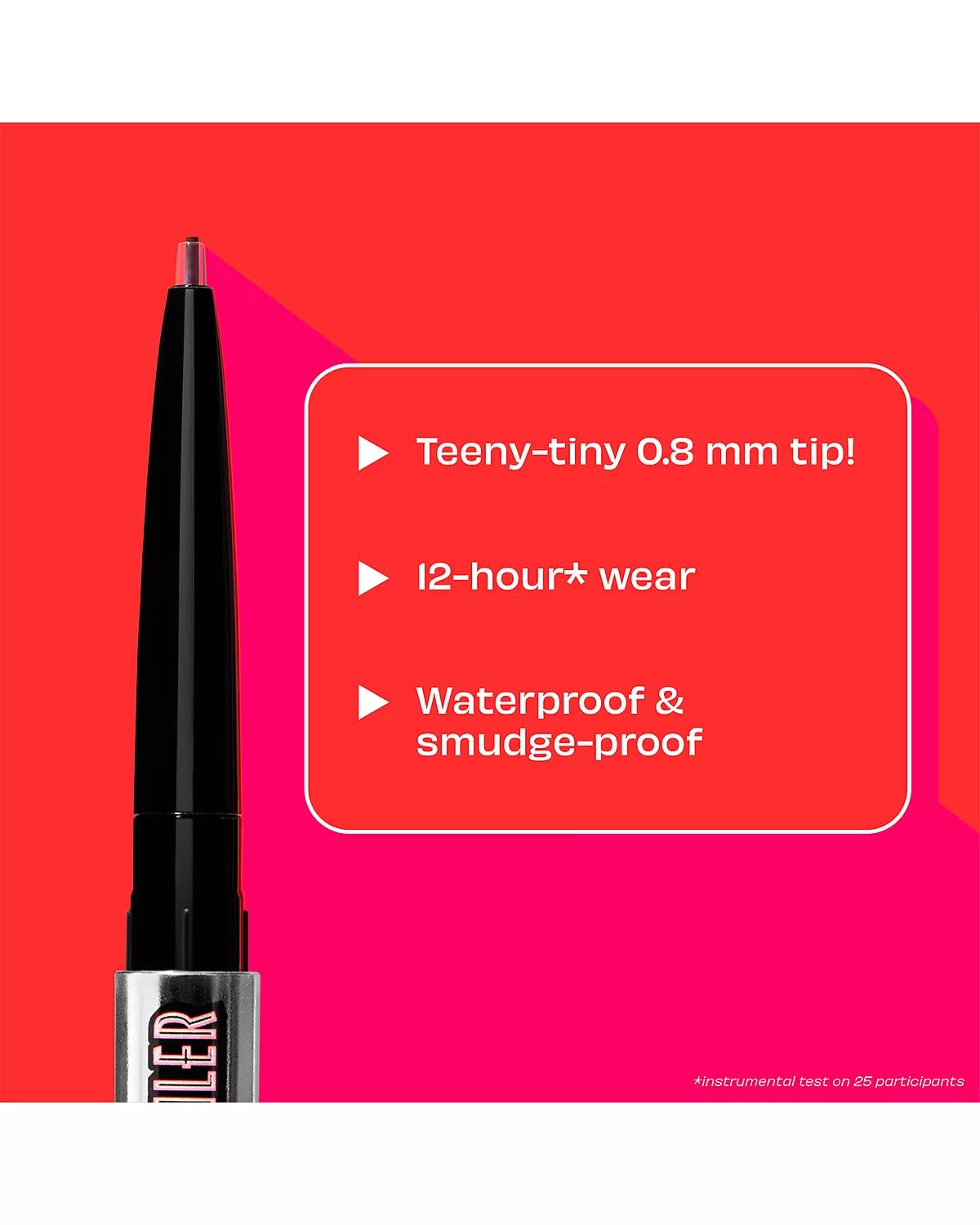 Benefit Precisely My Brow Detailer fine tip applying hair-like strokes on brows.