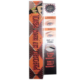 Benefit Precisely My Brow Pencil packaging highlighting waterproof formula for long wear
