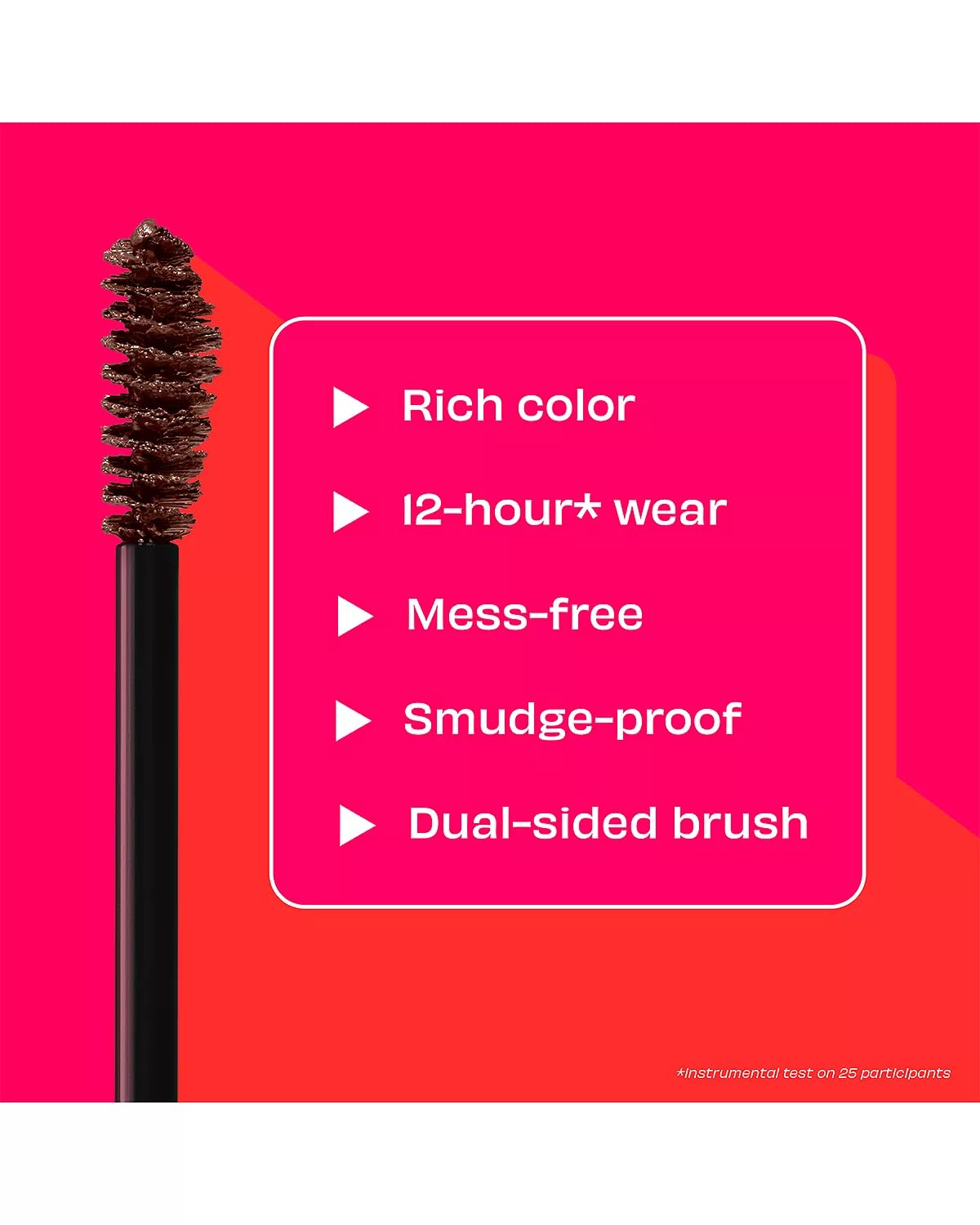 Swatch on brow hairs illustrating color adherence and grooming.