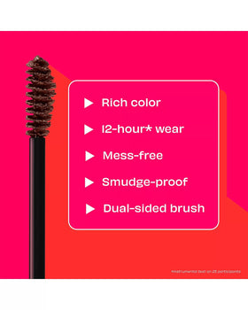 Swatch on brow hairs illustrating color adherence and grooming.