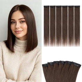 Benehair clip-in extensions packaging for instant volume and length.
